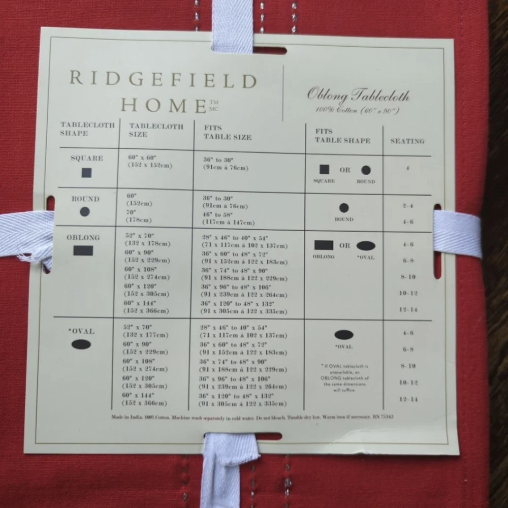 Ridgefield Home Holiday Red Silver Tablecloth